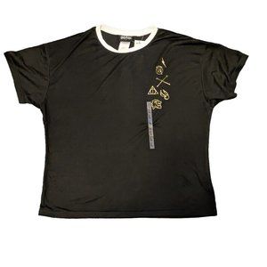 Harry Potter Shirt Women's Large Black w/ Metallic Gold Graphic Short Sleeve Tee